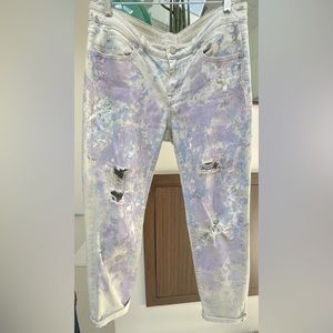 One of a Kind Painted Stretch Boyfriend Denim - 28